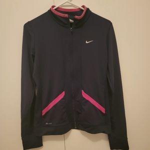 Youth Nike Zip Jacket in navy and pink